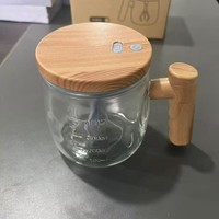 Mug à café électrique rechargeable Type-C, impression numérique, durable, moderne, auto-mélangeur pour poudre protéinée, avec couvercle et poignée, transparent