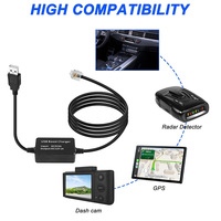 Cable de Alimentación USB a RJ11 para Detector de Radar de Coche, Cámara DVR, GPS, Amplificador de 5V a 12V, 1.5M