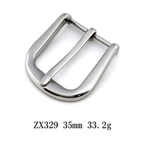 Polished Silver Curved D Frame Pin Buckle 35mm Heavy Duty Zinc Alloy Buckle Custom Coating for Outdoor Tactical <b>Leather</b> <b>Belt</b> - Product Image 1