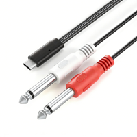 Câble audio stéréo Type-C vers double prise mâle 6,35 mm avec gaine en PVC et répartiteur pour téléphone, ordinateur portable, amplificateur et enceintes