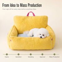 Canapé-lit pour animaux de compagnie OEM lavable avec dossier jaune et poignée de transport |   Nid portable pour chat et petit chien, utilisable en toutes saisons