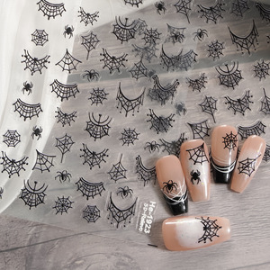 Pegatinas 5D en relieve de moda para uñas de Halloween, calcomanías estéreo de telaraña dorada partida para decoración de uñas, fundas de teléfono y manualidades DIY - Product Image 1