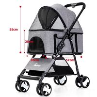 Détachable 3-en-1 Multifonction Chien Chat Pliable Pet Puppy Poussette Transporteur pour Moyens Petits Chiens Chats