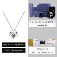 Pendentif en argent sterling S925 en forme de Rubik's Cube serti de diamants, 1,0 ct, couleur D, VVS, moissanite, collier de luxe tendance en moissanite