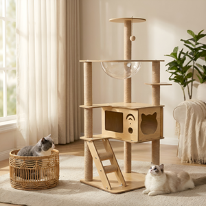 Árbol para <span class=keywords><strong>Gatos</strong></span> Multinivel de Madera con Postes Rascadores de Sisal, <span class=keywords><strong>Hamaca</strong></span> y Estructura de Escalada - Product Image 3