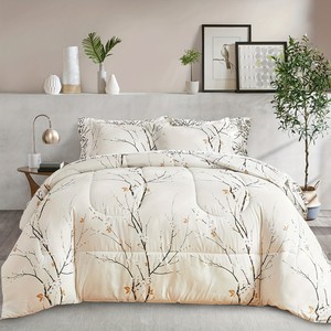 <strong>Plum</strong> Blossom Printed 100% Microfiber 3-Piece Comforter Set - Product Image 4