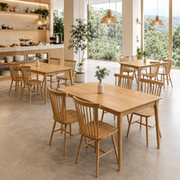 Ensemble de table et chaises de salle à manger en bois massif pour hôtel, mobilier de restaurant pour projets hôteliers, vente en gros sur mesure