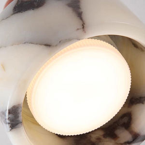 Lustre en pierre Wabi Sabi, lampe suspendue nordique moderne en marbre Calacatta Viola naturel pour hôtel, restaurant, chevet - Product Image 3