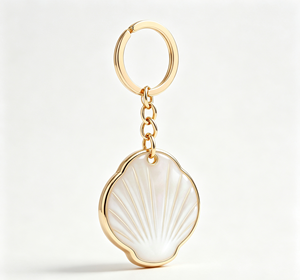 Shell Shape Metal Key Chain Gold Tone Zinc Alloy <b>Keyring</b> Custom Engraved Souvenir Gift - Product Image 2