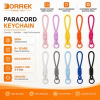 Porte-clés personnalisé en corde tressée avec anneau métallique, lanière en paracorde robuste pour cadeau promotionnel, vente en gros