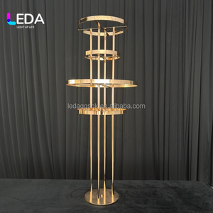Soporte de Flores Metálico Dorado LEDA, Anillo Circular Alto para Arreglos Florales, Pilar Floral para Eventos, Fiestas, Pasillos, Centros de Mesa - Product Image 2