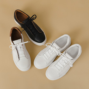 <span class=keywords><strong>Scarpe</strong></span> Casual bianche da uomo semplici versatili in vera pelle con lacci <span class=keywords><strong>scarpe</strong></span> da passeggio estremamente morbide alla moda - Product Image 6