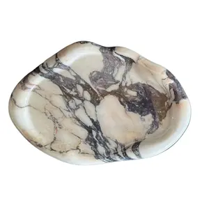 Stonekocc Irregular Pallets Modern Luxury Marble Curved Calacatta Viola Tray Sample Room Hotel Home Christmas Decor Ornaments