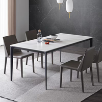 Ensemble de table à manger de style italien, meubles de salle à manger modernes, table à manger rectangulaire en métal et marbre, table à manger avec 6 chaises