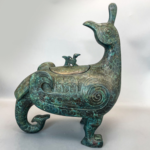 Jin Hou manufatti in bronzo anticato a forma di <span class=keywords><strong>fenice</strong></span> ornamenti decorativi classica tecnica di colata da collezione artigianale in metallo - Product Image 2