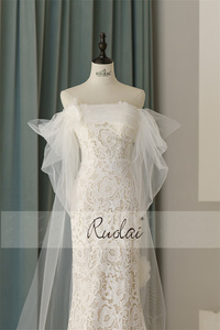 Ruolai QW01651 <span class=keywords><strong>droite</strong></span> à travers le décolleté à lacets dos Tulle Watteau Train hors épaule chapelle Train <span class=keywords><strong>dentelle</strong></span> <span class=keywords><strong>robe</strong></span> <span class=keywords><strong>de</strong></span> <span class=keywords><strong>mariée</strong></span> <span class=keywords><strong>de</strong></span> <span class=keywords><strong>mariée</strong></span> - Product Image 3