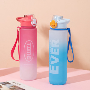 Nouvelle conception, bouteille d'eau portable de 1000 ml/1 L pour l'extérieur, avec couvercle en plastique, couleur dégradée, bouteille d'eau de sport motivante, camping - Product Image 4