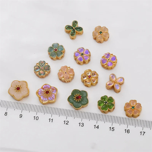 Cuentas de la suerte de ciruela esmaltada chapada en cobre para pulseras de abalorios DIY, collar, accesorios para hacer joyas - Product Image 5