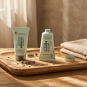 Mint Green PE Squeeze Tube Custom <b>Tree</b> Line Art Print Soft Tube With Dark Gray Flat Cap For Travel Shampoo - Product Image 3