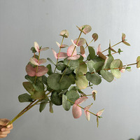 Tige longue d'eucalyptus artificiel avec feuilles imprimées motif Dollar Argenté pour la décoration de vases à la maison et les arrangements floraux de mariage