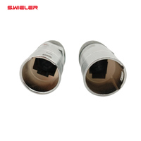Kit de Conector Ethernet RJ45 Macho/Hembra con Carcasa Metálica, Compatible con Cable de Red Cat5 y Cat6, 250V 10A