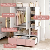 Armoire autoportante 3 portes en bois blanc Source Factory avec étagères ouvertes et 2 tiroirs pour chambre à coucher