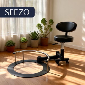 Ghế cắt tóc salon hiện đại bằng kim loại, xoay 360 độ, điều chỉnh độ cao, ghế da, chức năng massage dành cho thợ làm tóc - Product Image 2