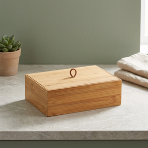 Bamboo Rectangle Storage Box with Handle for Multi-Purpose Neatening Use - Product Image 4