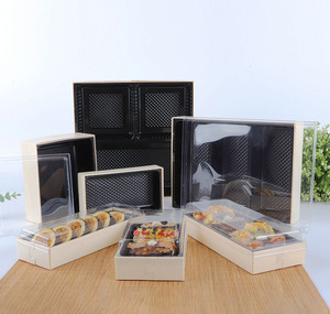 Biodegradabile usa e getta in legno scatola per Sushi Bento Lunch Cake torta vassoio per alimenti con coperchio trasparente - Product Image 5