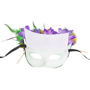 Máscara de Media Cara de PVC de Lujo para Mujer con <span class=keywords><strong>Plumas</strong></span> y Flores, Estilo Veneciano, para Fiesta, Carnaval, Halloween, Verde - Product Image 4