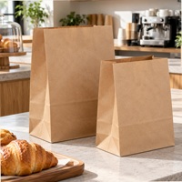 Sacs en papier kraft SOS imprimés sur mesure sans poignées pour boulangerie, fond carré, emballage alimentaire, vente en gros, approvisionnement B2B