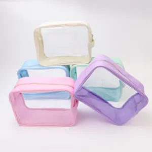 Stock Bridesmaid Gifts Large Space Storage Pouch Cosmet Purse Makeup Bag Transparent PVC Clear Toiletry Bags Women Travel Pouch