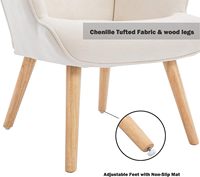 Nouveau design Accent Tissu de couleur unie pour salon Pieds en bois Canapé Chaise Fauteuil avec aile haute à l'arrière