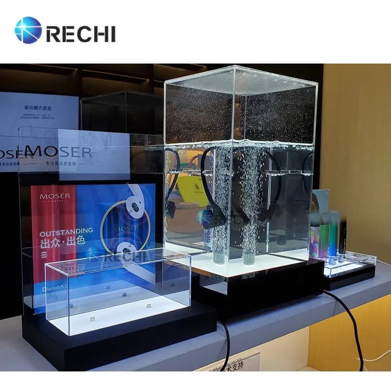 RECHI – présentoir personnalisé pour haut-parleur/casque, acrylique éclairé, produit Audio, écouteurs, vitrine de démonstration au détail