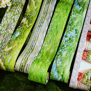 1 rouleau <span class=keywords><strong>de</strong></span> ruban washi <span class=keywords><strong>de</strong></span> <span class=keywords><strong>la</strong></span> série Stroll Through the Greenery, ruban washi décoratif DIY pour albums photo sur le thème des chemins <span class=keywords><strong>de</strong></span> galets - Product Image 4