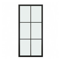 Porte coulissante en verre noir de style loft 6Lites, en acier, avec cadre en fer cannelé, double porte intérieure avec verre, vente en gros d'usine