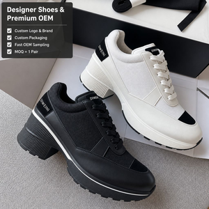 Chaussures de luxe pour femmes, chaussures de marche élégantes à lacets en PVC de haute qualité, toutes saisons, baskets plateforme, baskets élégantes à bout pointu, neuves - Product Image 1