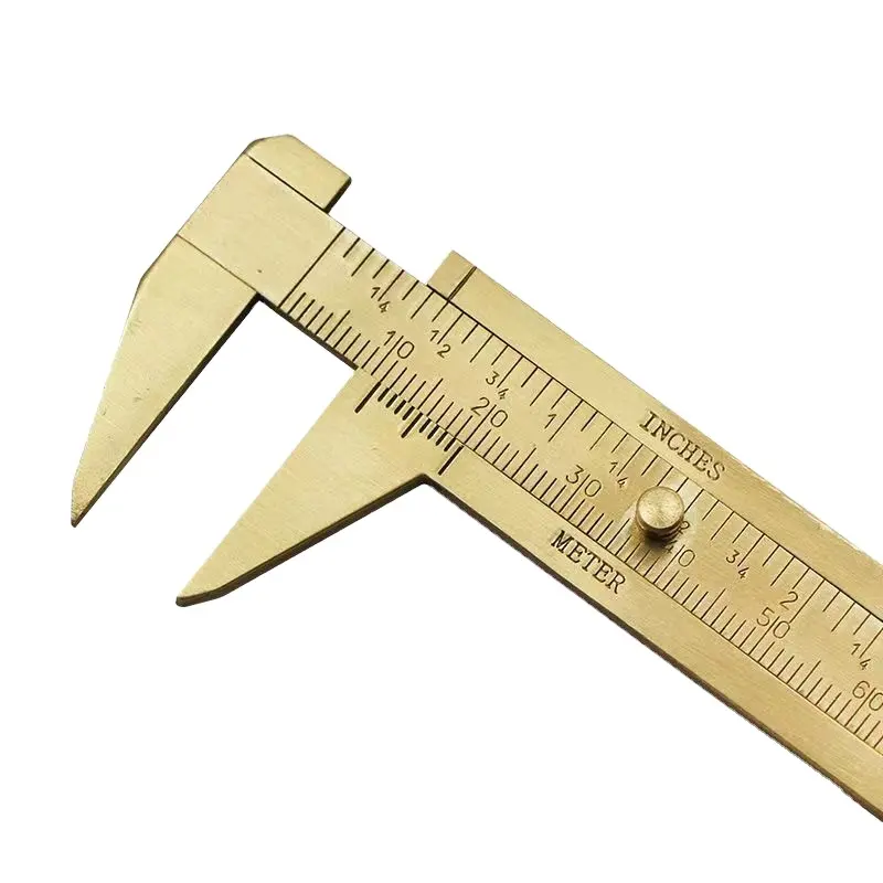 Factory custom Portable Slide Solid Copper Brass Pocket Double Scale Outside Measuring Ruler Gauge Vernier Caliper