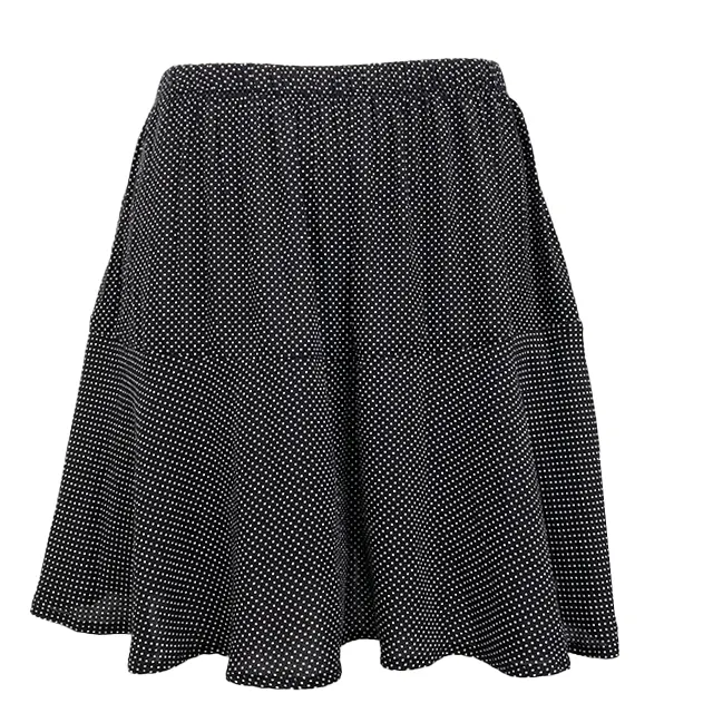 Women Clothing Ladies Apparel Fashion Pantskirt Casual Style Skirt with Inner Lining woven viscose print black base white dots