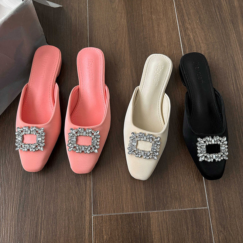 Women's Half Shoes pink Color Sandals Low Heel slippers J16