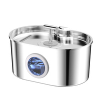 Fontaine à eau pour chat en acier inoxydable de 2,2 L avec filtre-Distributeur automatique pour animaux de compagnie