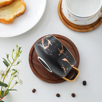 Ensemble de tasses à thé en céramique écologique, style japonais moderne, luxe, blanc, noir, vert, marbre, mug de mariage