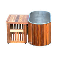 Senya Ensemble complet de bain froid en bois personnalisé avec armoires latérales de rangement, machine de refroidissement pour bain de glace, ovale autoportant