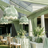 Abat-jour de luxe en velours à grandes franges rose, rouge, blanc, vert, fait main, pour installation lumineuse, idéal pour mariage