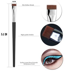Brosse à sourcils en aluminium pour eye-liner <span class=keywords><strong>ultra</strong></span>-fine et à angle plat Brosse à sourcils à manche en bois blanc de marque privée utilisée avec le fond de teint - Product Image 3