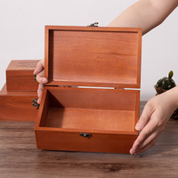 Boîte de rangement rectangulaire en bois massif vintage, pliable, anti-poussière, avec serrure, pour bureau ; Organisateur de documents petit format