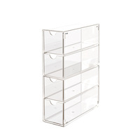Nouvel étui à lunettes rectangulaire en acrylique, 4 couches empilables, anti-poussière, style moderne et simple, boîte de présentation de bureau avec compartiments, finition brillante