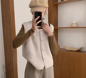 2025 estilo coreano camisolas <span class=keywords><strong>Cardigan</strong></span> Casual das mulheres sem mangas simples elegante malha casaco coletes camisola superior para as mulheres - Product Image 3