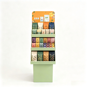 Étagère de présentation au sol en carton personnalisable pour café, stand de vente prêt à l'emploi, épicerie fine, vente en gros, OEM, ODM, FSC - Product Image 1