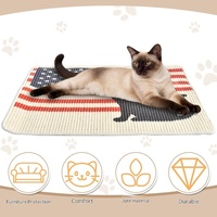 Tapis de griffage en sisal pour chat, coussin anti-griffures, résistant à l'usure, respirant, motif drapeau américain, pour chat noir